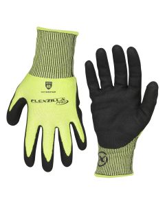 LEGGC160PXL image(0) - Flexzilla&reg; Pro Cut Resistant Sandy Nitrile Dip Gloves, ANSI Level 5, Black/ZillaGreen&trade;, XL