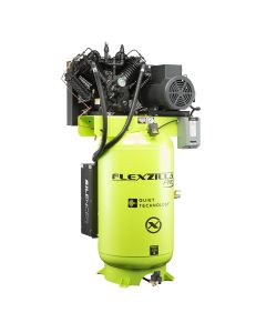 LEGFXS10V080V3-230 image(0) - Flexzilla&reg; Pro Piston Air Compressor with Silencer&trade;, 3-Phase, Stationary, 10 HP, 80 Gallon, 230 Volt, 2-Stage, Vertical, ZillaGreen&trade;