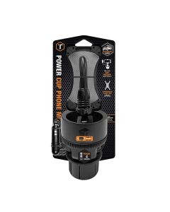 Power Cup Commuter adjustable cupholder mount with Dual USB ports & 24v socket and Claw Smartphone grip
