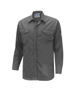 OBRZFI504-S image(0) - OBERON Button Up Shirt - FR/Arc-Rated 7.5 oz 88/12 - Grey - Size: S