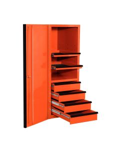 EXTEX2404SCQORBK image(0) - Extreme Tools&reg; EXQ Series 24in W x 30in D 4 Drawer and 3 Shelf Professional Side Cabinet - Orange with Black Handle