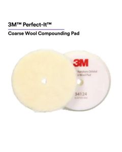 MMM34125 image(0) - 3M&trade; Perfect-It&trade; Random Orbital Medium Wool Compounding Pad 34125, 6 Inch (150 mm), White, 2 Pads/Bag