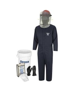 OBRZCF529-11 image(0) - Oberon OBERON&trade;- 12 Cal HRC2&trade; Electric Vehicle Arc Flash & Shock Kit: TCG Arc Flash Face Shield w/Hard Cap, Balaclava, Coverall with escape strap, Safety Glasses, Class 0 Glove Kit - Size 11, Earplugs & Storage Bucket - 