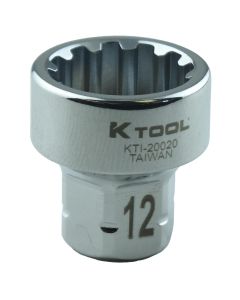 KTI20662 image(0) - K Tool International Spline Socket 1/4 in. Dr 12 mm