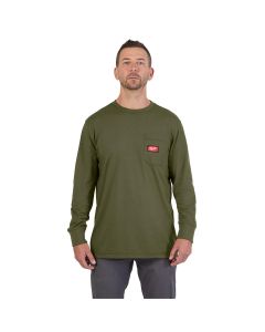 MLW606GN-S image(2) - Milwaukee Tool GRIDIRON Pocket T-Shirt - Long Sleeve Green S