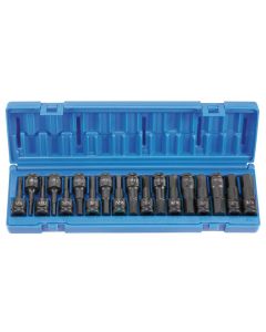 GRE1598HC image(0) - Grey Pneumatic 18 PC 1/2" DR COMBO HEX DRIVER SAE/METRIC SET