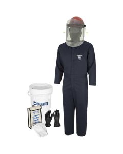 OBRZCF229-8 image(0) - Oberon OBERON&trade;- 8 Cal HRC2&trade; Electric Vehicle Arc Flash & Shock Kit: TCG Arc Flash Face Shield w/Hard Cap, Balaclava, Coverall with escape strap, Safety Glasses, Class 0 Glove Kit - Size 8, Earplugs & Storage Bucket - Siz