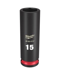 MLW49-66-6157 image(0) - Milwaukee Tool SHOCKWAVE Impact Duty  3/8"Drive 15MM Deep 6 Point Socket