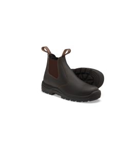 BLU490-045 image(0) - Blundstone Soft Toe Elastic Side Slip-on Boot, Water Resistant, Kick Guard, Stout Brown, AU size 4.5, US size 5.5