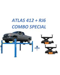 ATEATTD-412-COMBO-FPD image(0) - Atlas Automotive Equipment Atlas Equipment 412 12,000 lb 4-Post Lift + RJ6 Rolling Jacks Combo