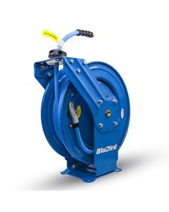 BLBBBRDA12100 image(0) - BluBird BluBird Air Hose Reel 1/2" Retractable Dual Arm Heavy Duty with Rubber Hose 300 PSI - 100 Feet