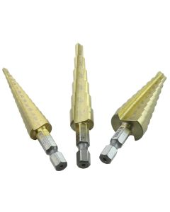 KTI71233 image(0) - K Tool International Step Drill Bits 3-Piece Set