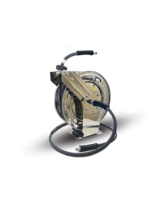 BLBPWRSS3875-NM image(0) - BluShield 3/8" Retractable Stainless Steel Pressure Washer Hose Reel with Aramid Braided Hose, Non Marking, 6' Lead-in Hose - 75 Feet