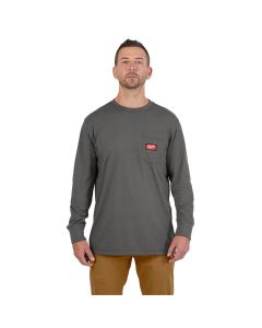 MLW606G-L image(0) - GRIDIRON Pocket T-Shirt - Long Sleeve Gray L