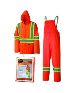 SRWV1080150U-L image(0) - Pioneer - Lightweight Hi-Vis Safety Rainsuit - Hi-Viz Orange - Size Large