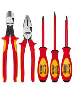 KNP9K989822US image(0) - KNIPEX 5PC PLIERS/SCREWDRR TOOL SET-1,000V INSLTD