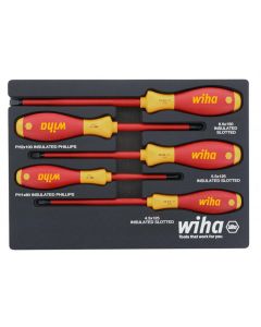 WIH32081 image(0) - Wiha Tools 5 Piece Insul. SoftFinish Cushion Grip Screwdriver Tray Set