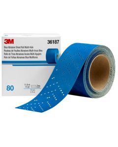 MMM36187 image(0) - 3M 3M Hookit Blue Abrasive Sheet Roll Multihole (4PK)