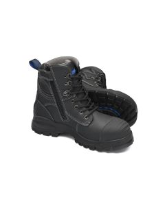 BLU997-080 image(0) - Blundstone Steel Toe Lace Up Side Zip, Water Resistant, Bump Cap, Black, AU size 8, US size 9