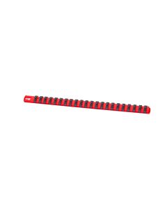 18&rdquo; Magnetic Socket Organizer and 22 Twist Lock Clips - Red - 1/4&rdquo;