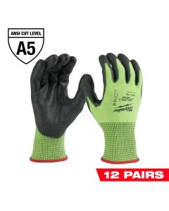 MLW48-73-8953B image(0) - Milwaukee Tool 12 Pair High Visibility Cut Level 5 Polyurethane Dipped Gloves - XL