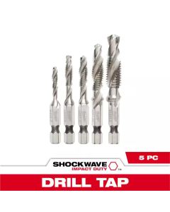MLW48-89-4875 image(0) - Milwaukee Tool 5 Pc SHOCKWAVE Impact Metric Drill and Tap Bit Set