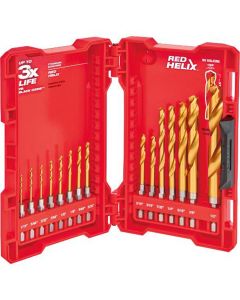 MLW48-89-4644 image(0) - Milwaukee Tool 4 PC SHOCKWAVE RED HELIX Titanium Drill Bit Set