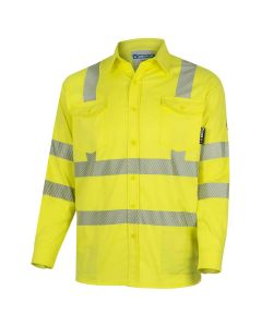 OBRZFI506-L image(0) - OBERON Button Up Shirt - Hi-Vis FR/Arc-Rated 7.5 oz 88/12 - Hi-Vis Yellow - Size: L