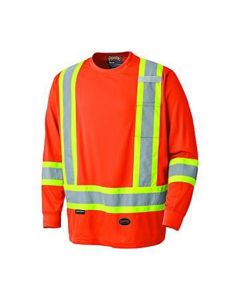 Pioneer Pioneer - Birdseye Long-Sleeved Safety Shirt - Hi-Viz Orange - Size Small