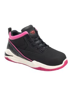 Avenger Work Boots - Reaction Series - Women's High Top Athletic Shoe - Aluminum Toe - AT |EH |SR - Black | Pink - Size: 6.5W