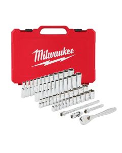 MLW48-22-9004 image(0) - Milwaukee Tool 1/4" Drive 50pc Ratchet & Socket Set - SAE & Metric