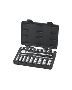 KDT80557 image(0) - GearWrench 21PC 3/8" DRIVE SAE SOCKET SET (STD / DEEP)