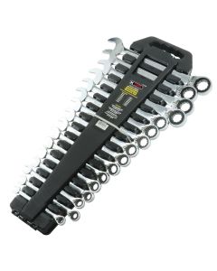 KTI45600 image(0) - K Tool International 16-piece Metric Ratcheting Reversible Wrench Set