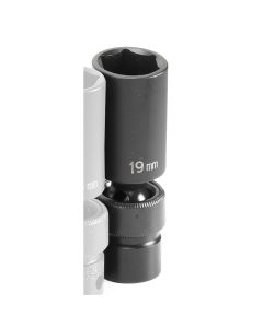 GRE1019UMD image(1) - Grey Pneumatic SOC 19MM 3/8D IMP UNIV 6PT DP BLK