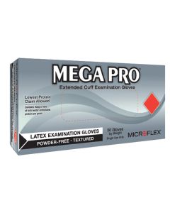 MFXL852 image(0) - Microflex MEGA PRO LATEX EXT CUFF EXAM GLOVES, BOX/50, MEDIUM
