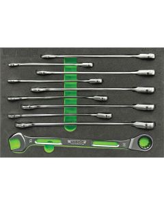 VIMSAR100 image(0) - VIM Tools 10 PC. SLIM ANGLED RATCHETING WRENCH SET