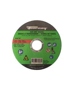 FOR71847-5 image(0) - Forney Industries Cut-Off Wheel, Metal, Type 1, 4-1/2 in x 1/16 in x 7/8 in 5 PK