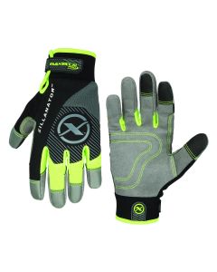 Flexzilla&reg; Pro High Dexterity Zillanator Gloves, Synthetic Leather, Gray/Black/ZillaGreen&trade;, L