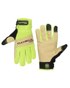 LEGGH460PL image(0) - Flexzilla&reg; Pro High Dexterity Water-Resistant Hybrid Grain Leather Gloves, Natural/Black/ZillaGreen&trade;, L