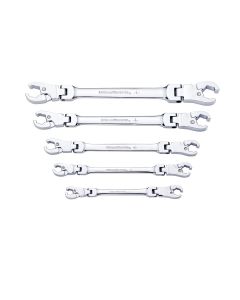KDT89100 image(0) - GearWrench 5 Pc. Ratcheting Flex Flare Nut Wrench Set- SAE