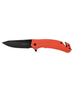 KER8650 image(0) - Kershaw Barricade Assisted Open Liner Lock Drop Point Blade Rescue Folding Pocket Knife - Color Orange