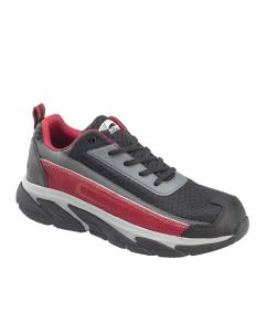 Avenger Work Boots - Electra Series - Men's Low Top Athletic Shoe - Aluminum Toe - AT | SD | SR - Black | Red - Size: 6W
