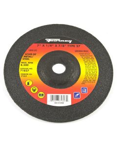 Forney Industries Grinding Wheel, Metal, Type 27, 7 in x 1/4 in x 7/8 in