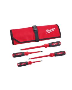 MLW48-22-2204 image(1) - Milwaukee Tool 4 PC 1000V Insulated Screwdriver Set w/ Roll Pouch