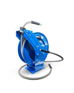 BLBPWR3850-CP-NM image(0) - BluBird BluShield 3/8" Pressure Washer Hose Reel with 4100PSI Aramid Braided Non Marking Hose, Quick Connect Coupler, 6' Lead-in Hose, Dual Arm Heavy Duty - 50 Feet