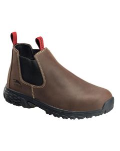 Avenger Work Boots Flight Romeo Series - Men's Mid Top Slip-On Boots - Aluminum Toe - IC|SD|SR - Brown/Black - Size: 7.5M