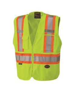 Pioneer - Zip-Up Snap Break Away Safety Vest - Hi-Vis Yellow/Green - Size 2XL