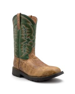 FSIA8832-13EE image(1) - AVENGER Work Boots Spur - Men's Cowboy Boot - Square Toe - CT|EH|SR|SF|WP|HR - Brown / Green - Size: 13 - 2E - (Extra Wide)