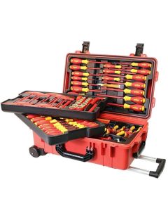 WIH32800 image(0) - Wiha Tools Insul. 80 Piece Tool Set w/ Screwdrivers, Nut Drivers, Pliers, Cutters, Ruler, Knife, Sockets in 22" L x 13 3/4" W x 9" H Rolling Tool Case