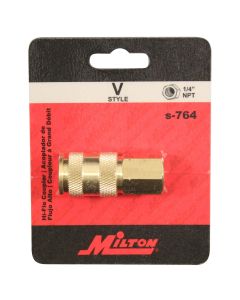 MILS-764 image(1) - Milton Industries HI-Flo V-Style 'A,M,V' 1/4" FNPT Brass Body